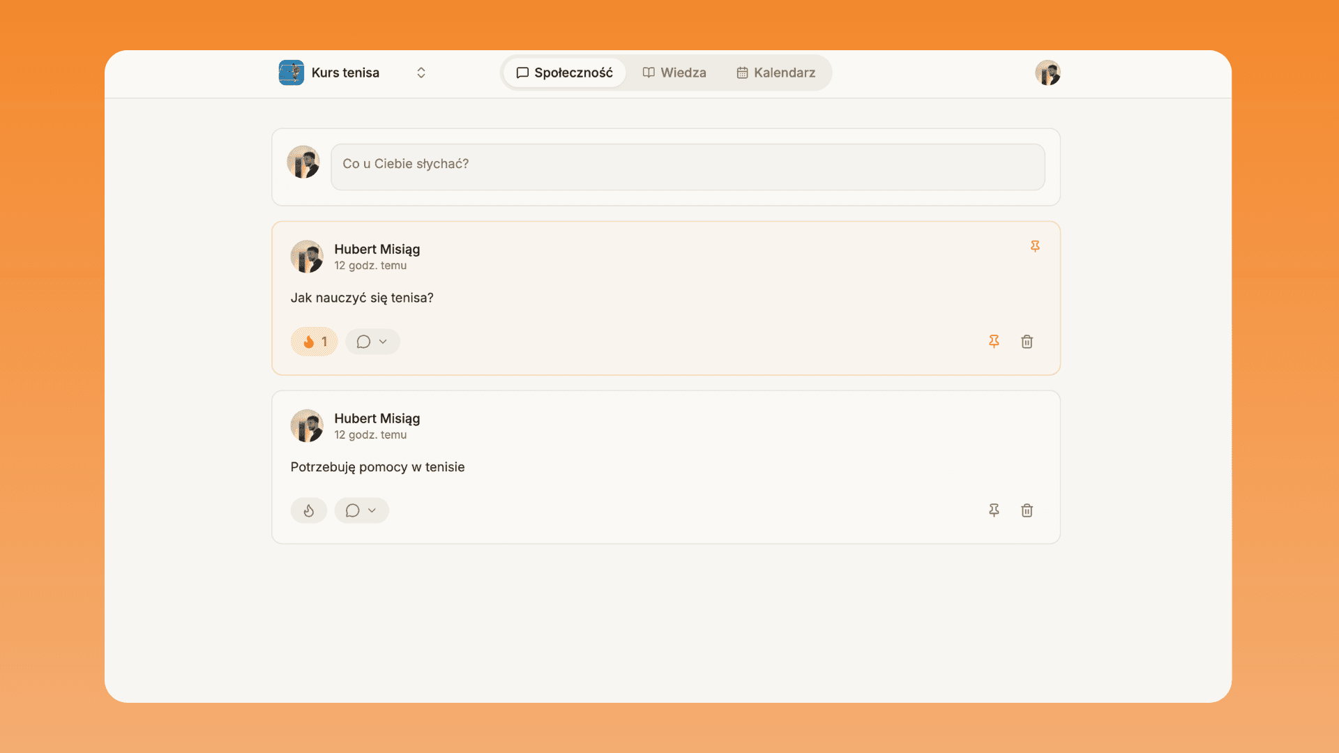 Pople dashboard showing community feed, members and navigation